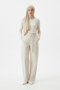 Cream Trousers Front - Hijabi Model