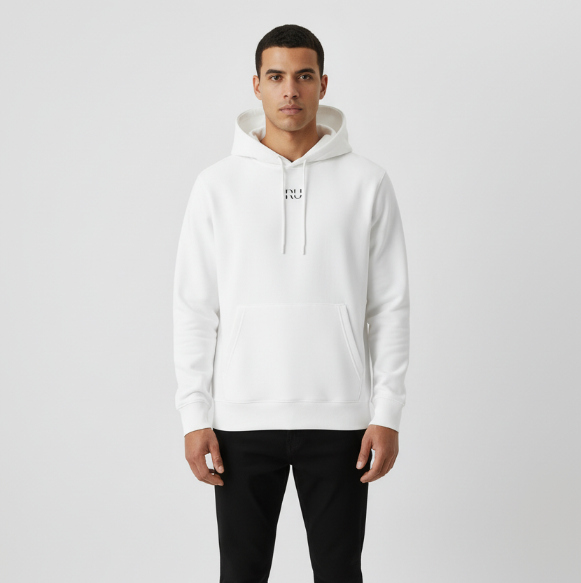 White Hoodie + Black Joggers - Front